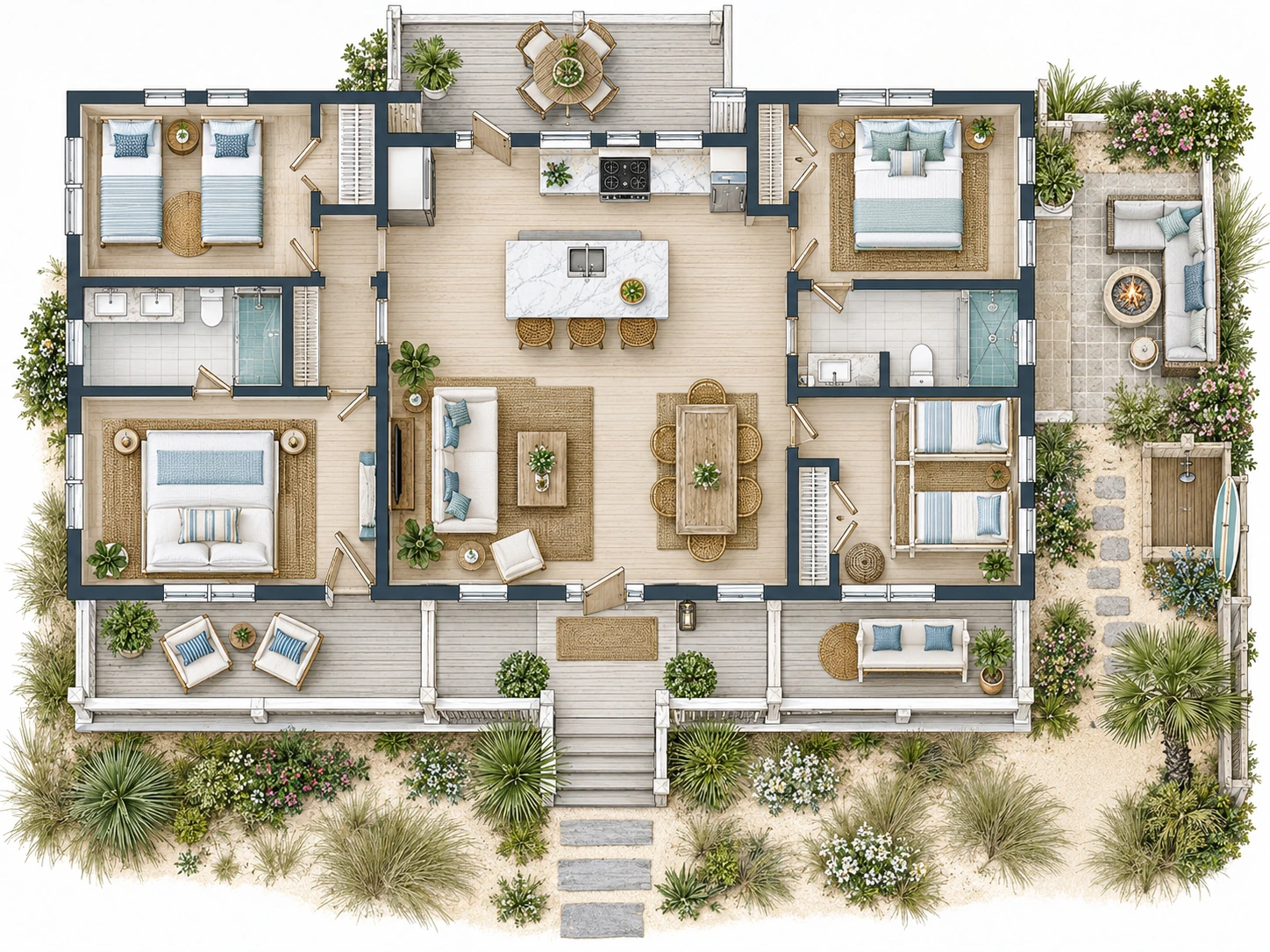 Beach cottage floor plan