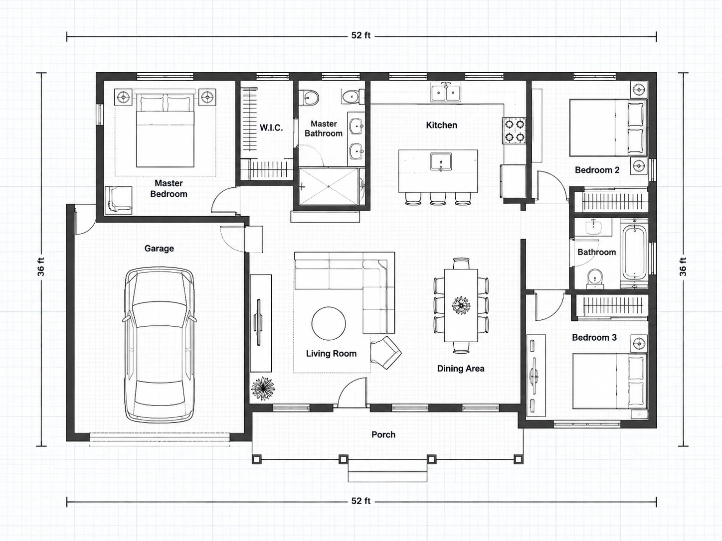 3 bedroom house floor plan