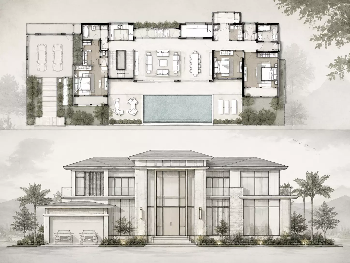 Modern House Elevation from Floor Plan
