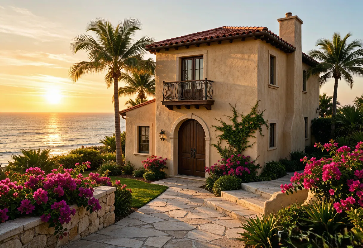 Mediterranean beach home exterior design