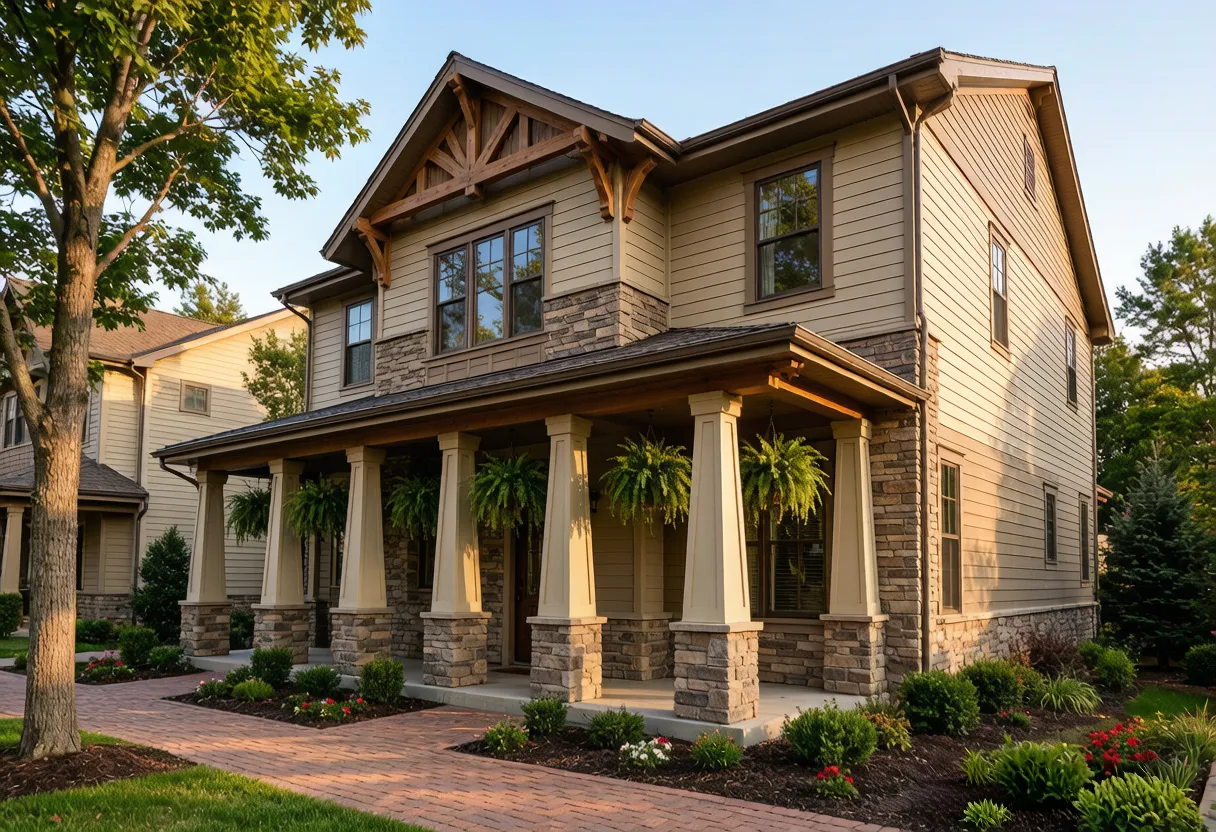 Craftsman townhouse exterior design