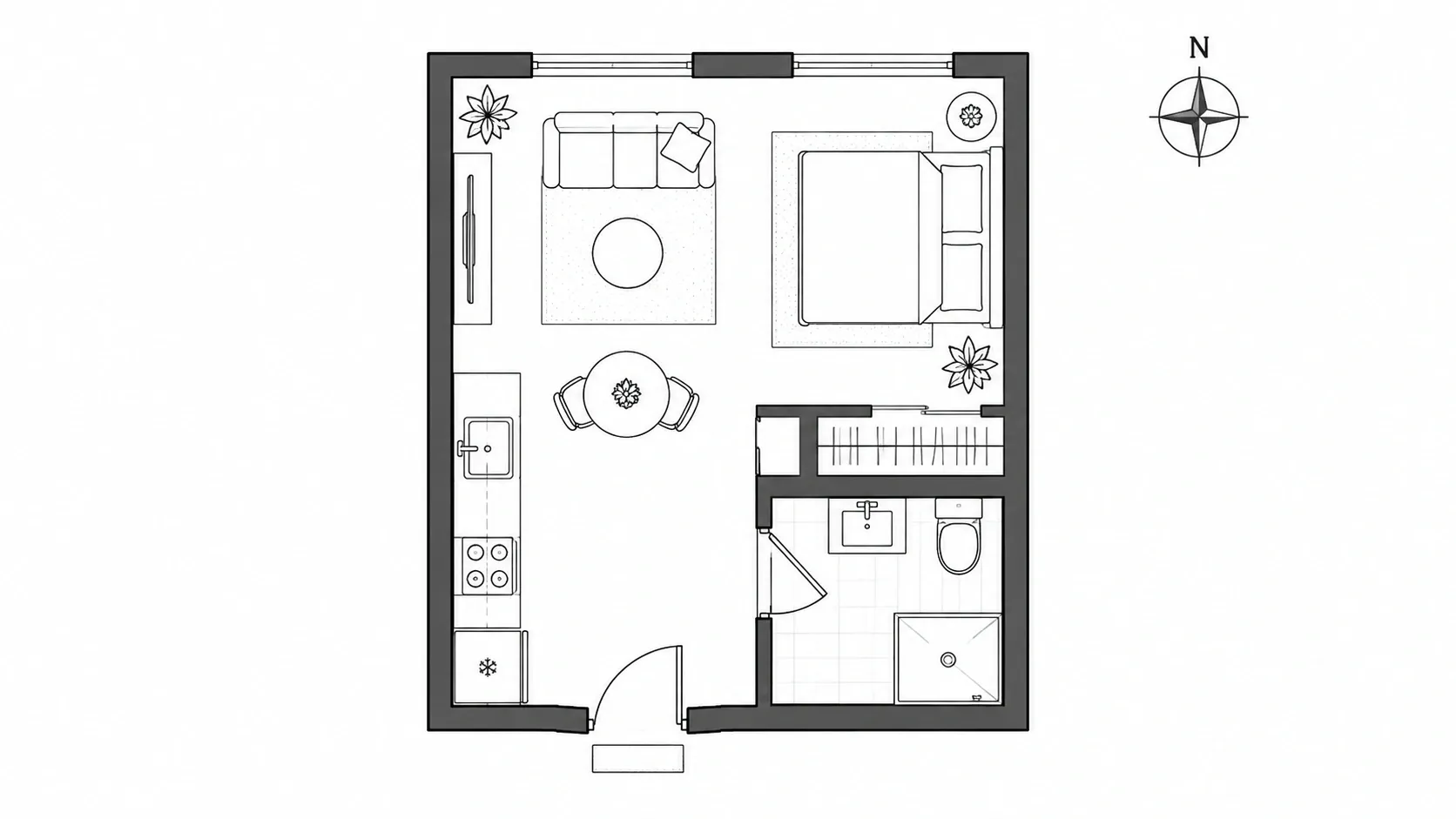 AI Floor Plan Generator - Studio Apartment