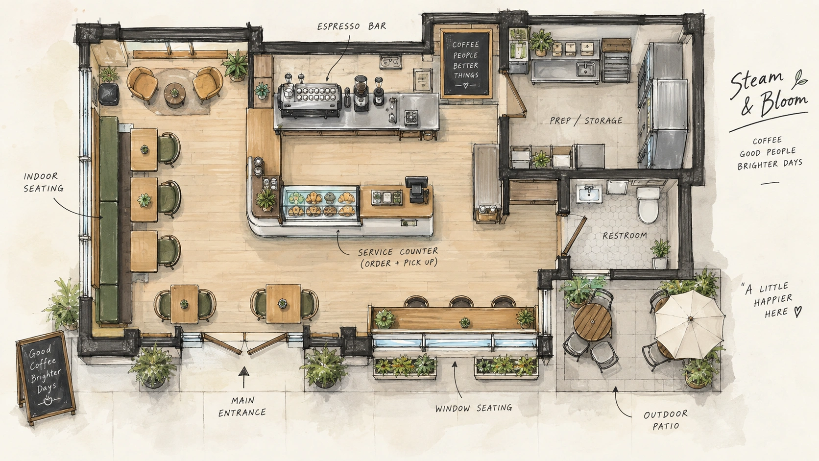 Online Floor Plan Generator - Cozy Cafe