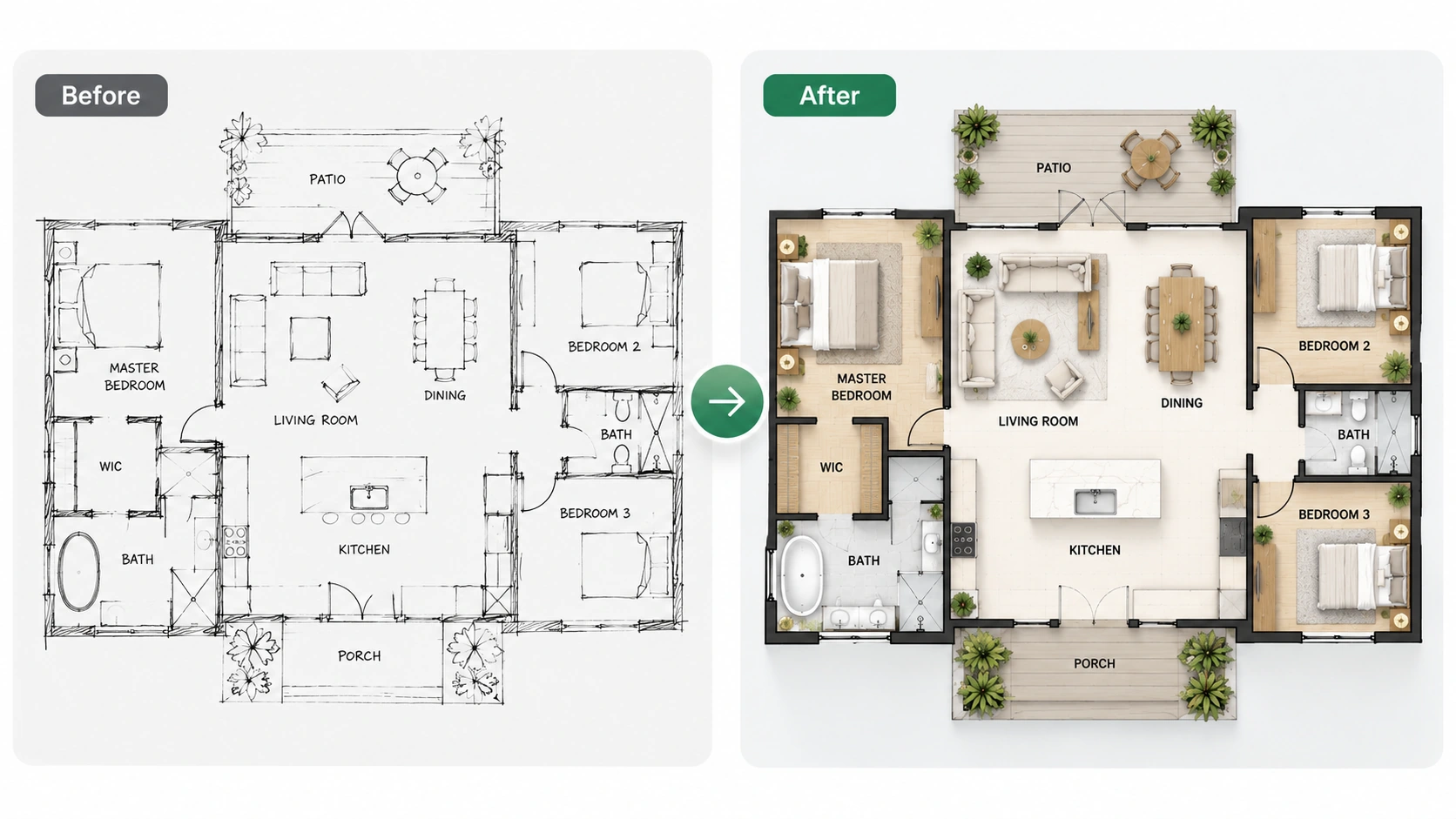 Sketch to Floor Plan AI - Family House